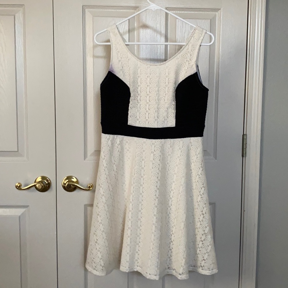 Xhilaration cream and black mini dress